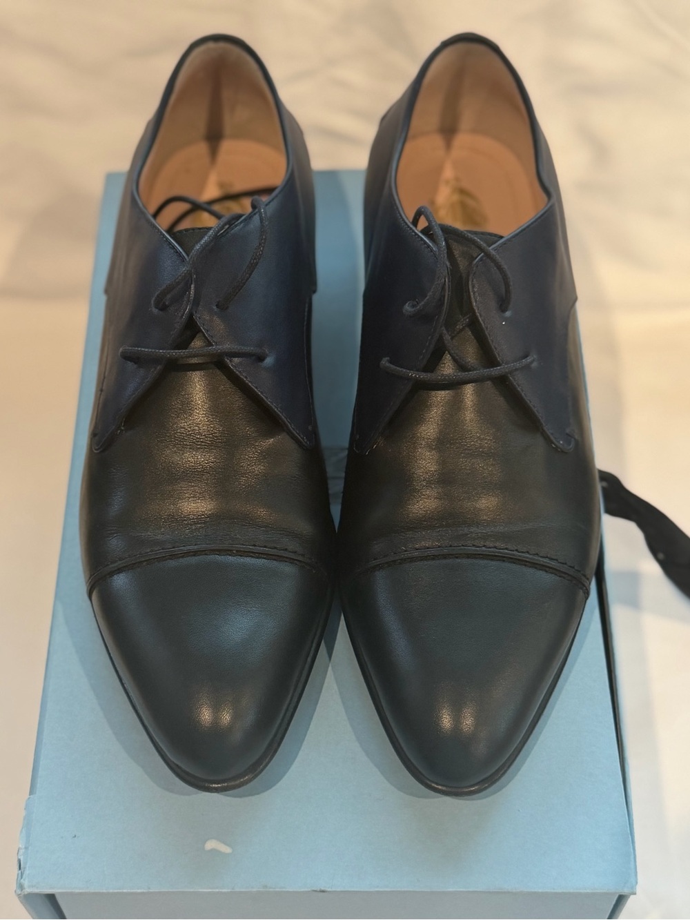 Lanvin Chaussures Derby Shoe - Lace Up Flat - 39.5 - Navy Blue Black & Gold
